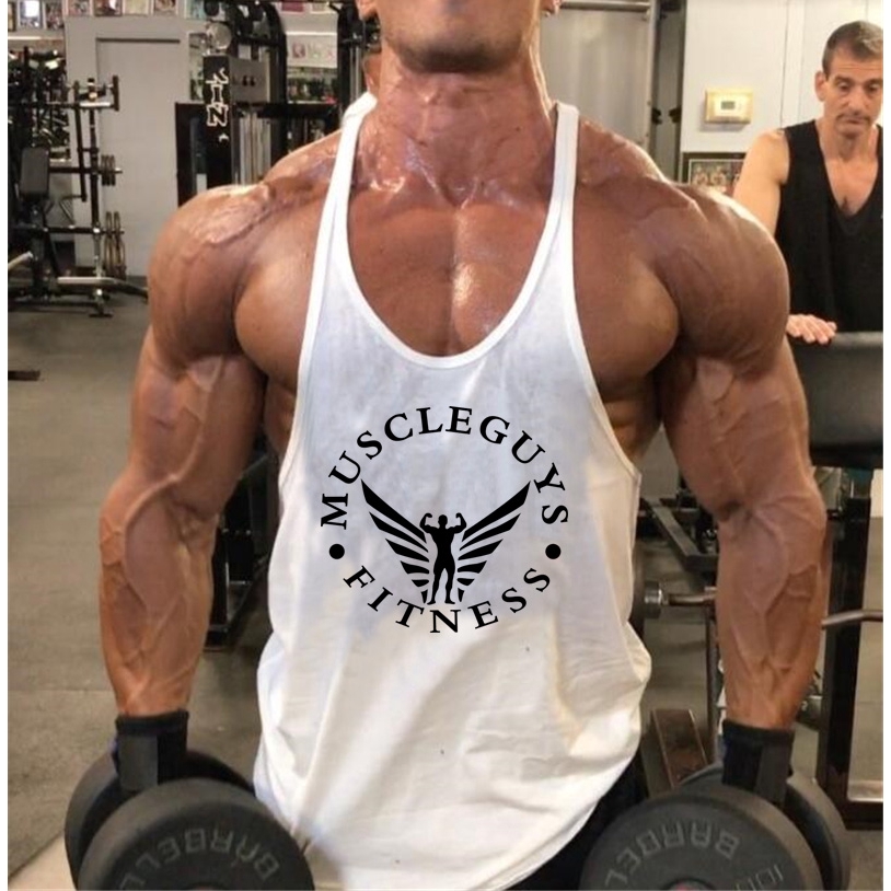 Muscleguys Roupas Musculação Stringer Regata Mens Aptidão Singlet Algodão Sem Mangas Camisa De Treino Homem Camisola