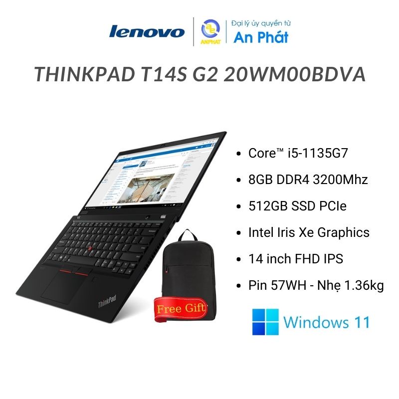 Laptop Lenovo Thinkpad T14s G2 20WM00BDVA (Core™ i5-1135G7 + 14 inch FHD )