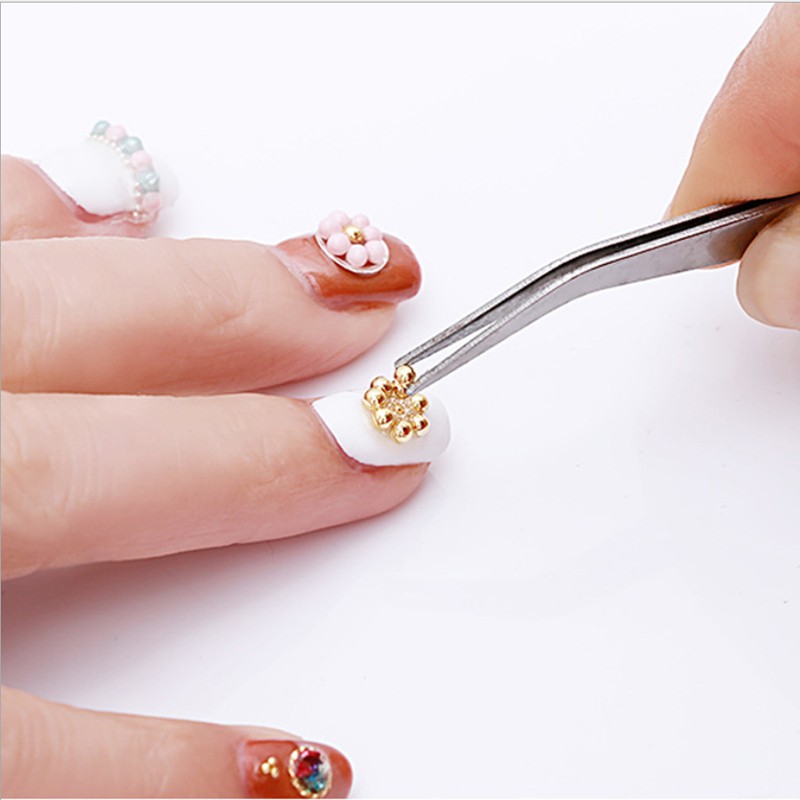 Hộp hạt đá tròn đính trang trí móng tay nghệ thuật không phai màu sang trọng nhỏ kích thước 1-3mm