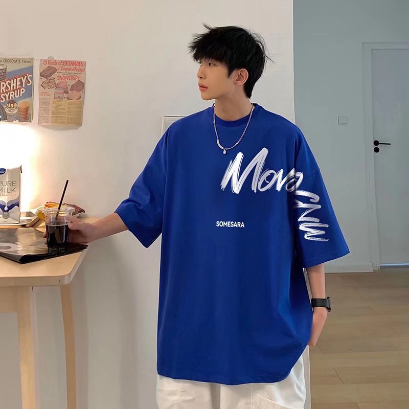 【M-3XL】Áo Thun Tay Ngắn Cổ Tròn In Chữ Đơn Giản Thời Trang Phong Cách Hàn Quốc Cho Cặp Đôi Thời trang cộng với kích thước Unisex Thường ngắn tay áo trên