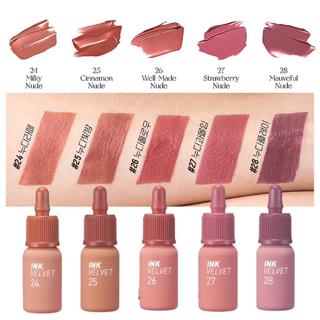 Son Kem Lì Peripera Ink Velvet Nude 4g [Best Seller #17 Rosy Nude - Hồng Nâu Đất] [Shop Về 15 Màu]