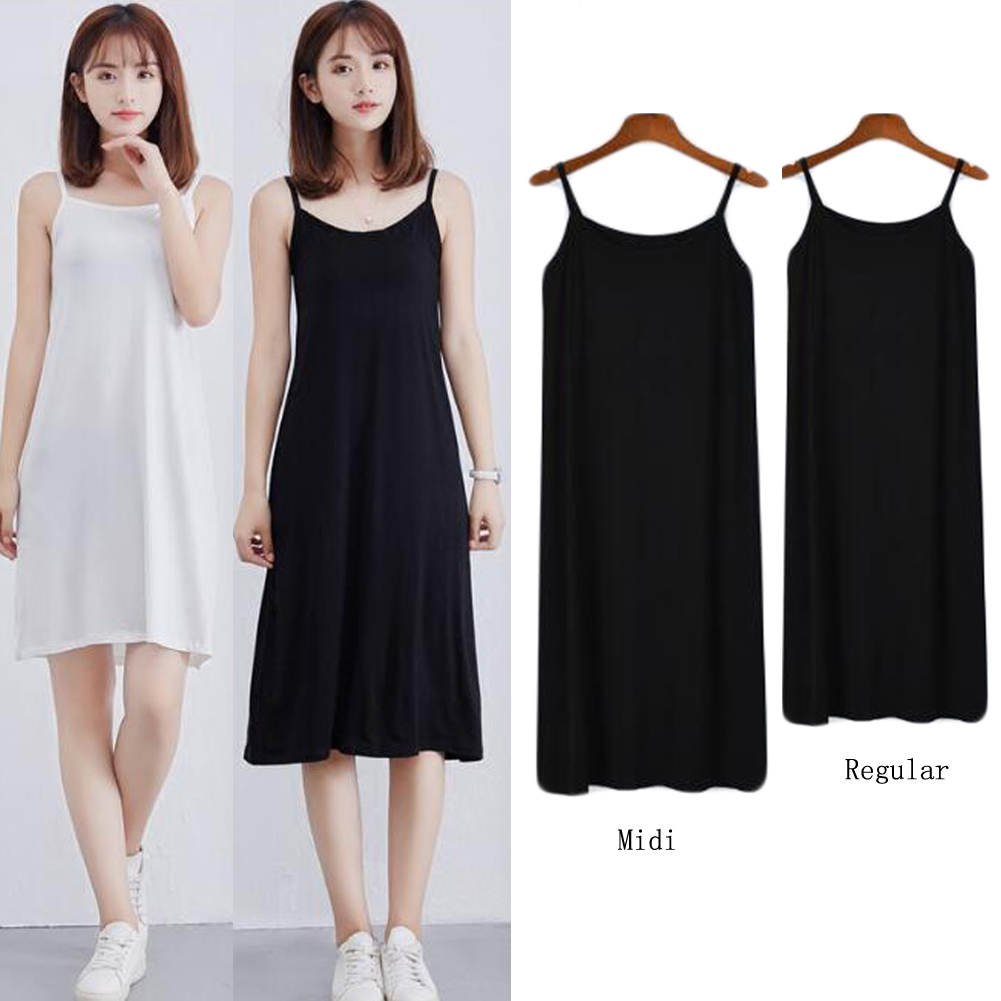 Đầm Cotton Hai Dây Trơn Màu Xinh Xắn Dành Cho Nữ