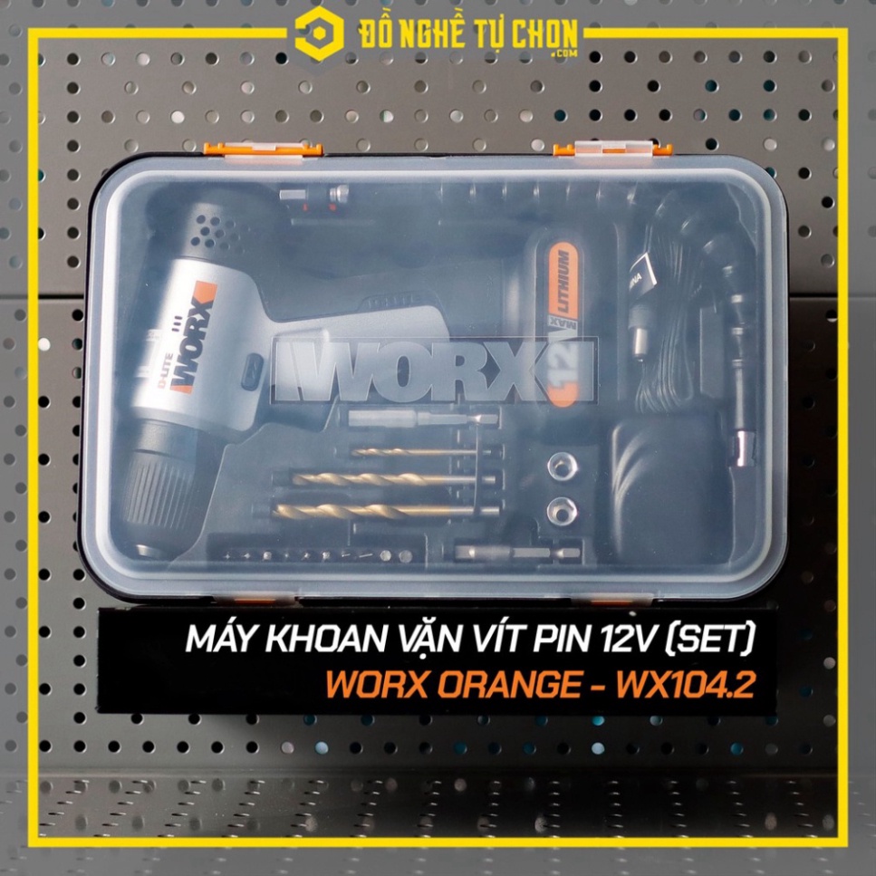 Máy khoan vặn vít Worx Orange cầm tay dùng pin Li-ion 12V WX104.2  giá rẻ