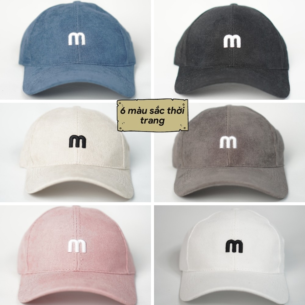 Mũ Lưỡi Trai [ZCrush] Nón Kết Nhung Thêu Chữ M - Nón Bucket Phong Cách Ulzzang Form Unisex Nam Nữ