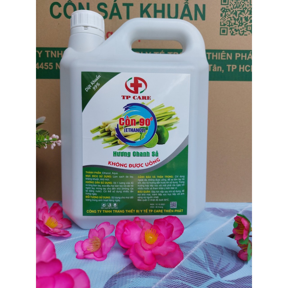 Cồn 90 độ 5 lít hương hương chanh sả