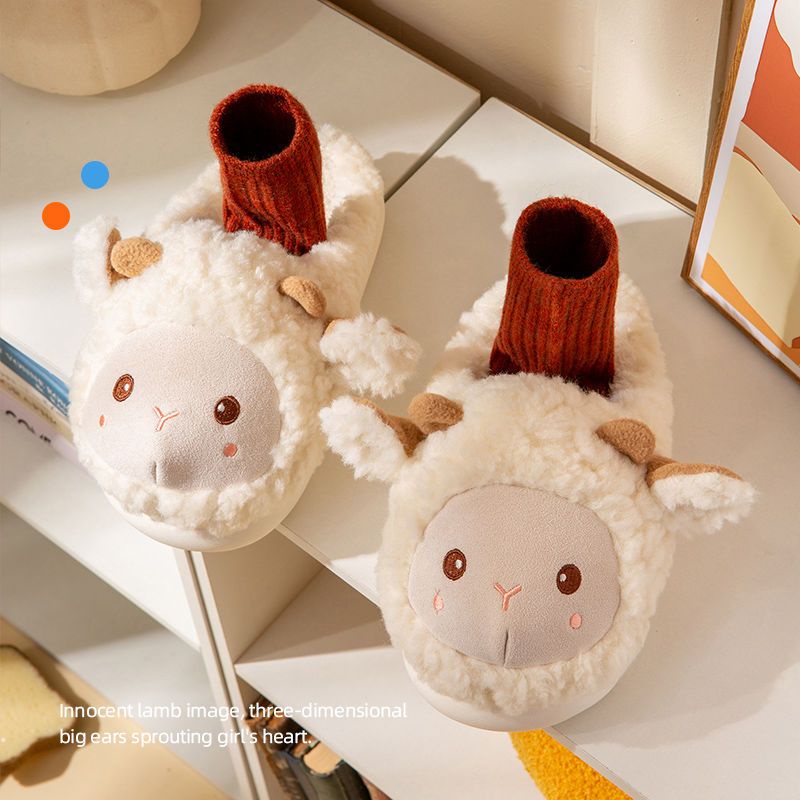 Dép Bông Đi Trong Nhà Đế Dày Tăng Chiều Cao In Họa Tiết Hoạt Hình Dễ Thương Thời Trang Mùa Đông Cho Nữ