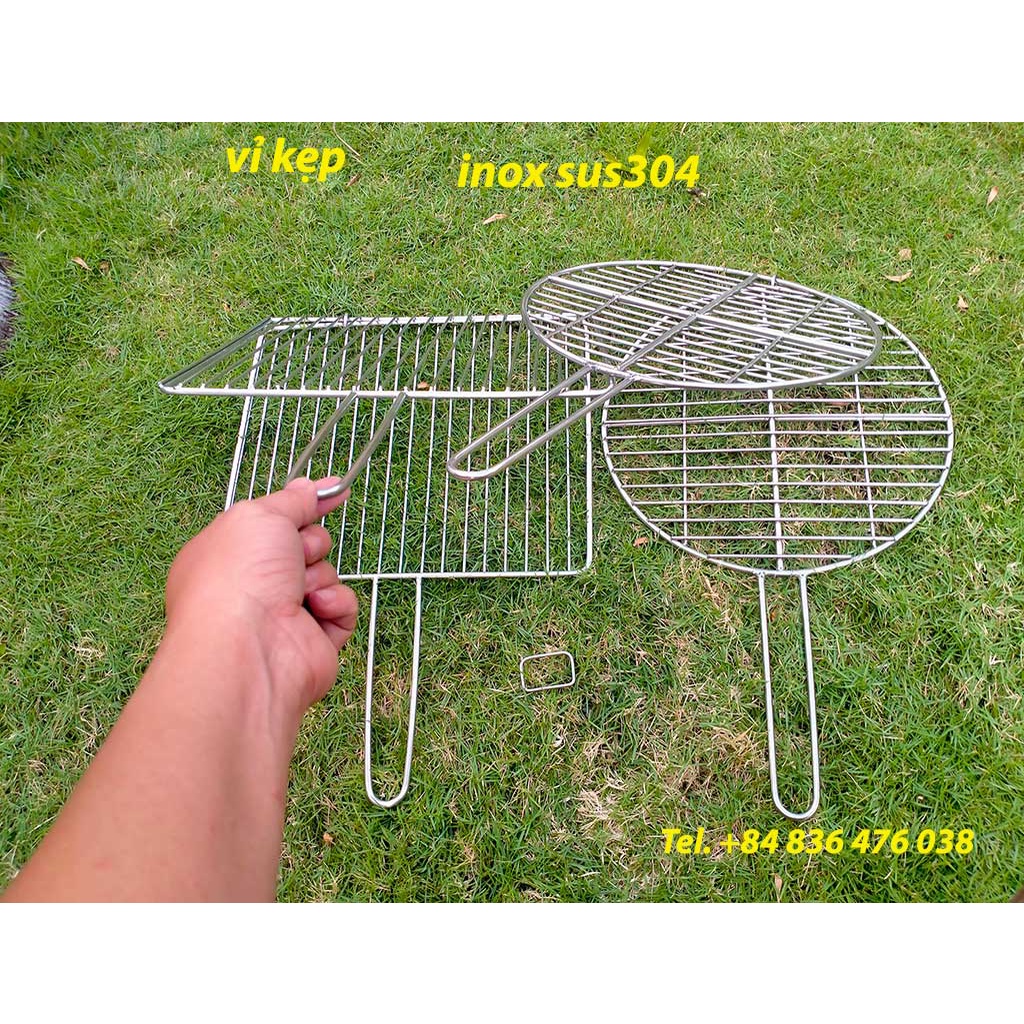 Vỉ nướng kẹp inox sus304 cao cấp - hoàn ngay 200% nếu bị gỉ sét - kích thước 25cm x 30cm x 16mm