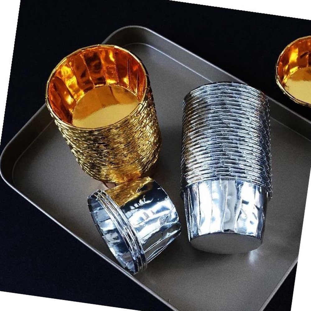 KUNHEV Set 50 Cốc giấy bạc làm bánh Cupcake tiện dụng