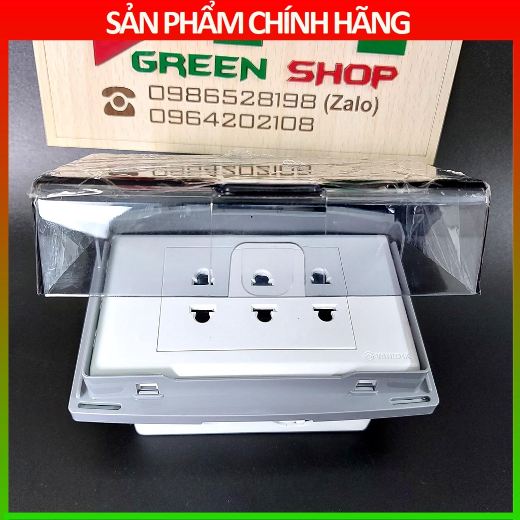 Ổ cắm chống nước - Bộ ổ cắm kèm nắp che mưa lắp ngang Sino - Vanlock