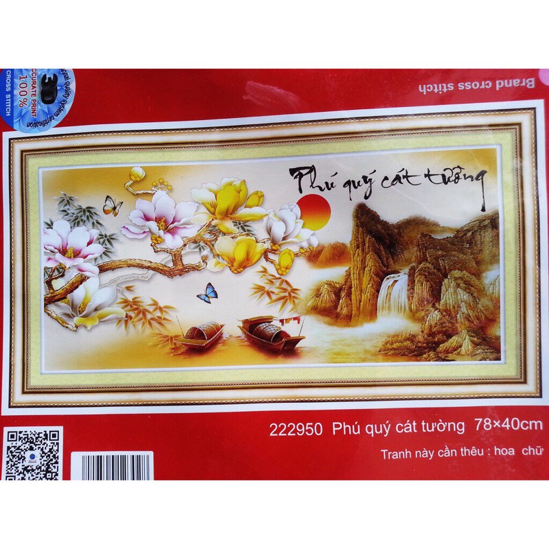 Tranh thêu chữ thập 3D chưa thêu Phú Quý Cát Tường 222950