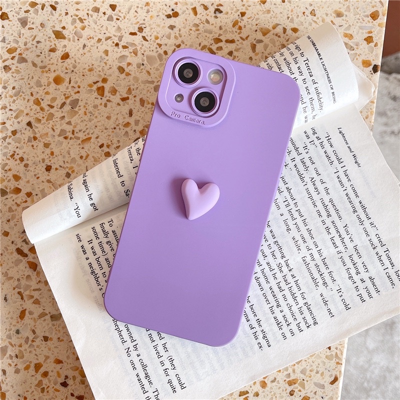 (SIÊU RẺ) Ốp lưng iphone procam trái tim nổi nhỏ màu hồng và màu tím 7plus/8/8plus/x/xr/xs/11/12/13/pro/max/plus/promax
