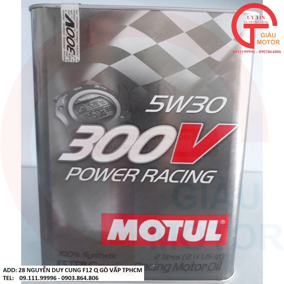 DT - Dầu nhớt tổng hợp cao cấp xe tay ga Motul 300V Power Racing 5W-30 tem 3 lớp can 2L