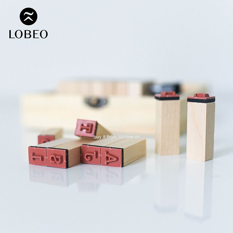 [Lỗ Store] Bộ 36 con dấu bằng gỗ deco vintage