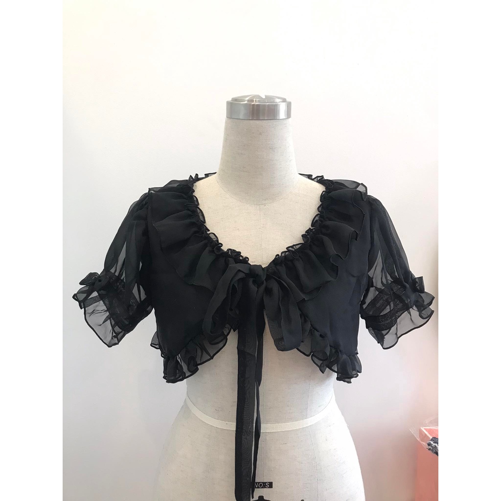 ⚡ HOT ⚡ Áo bolero Lolita dáng lửng tay ngắn chất liệu voan tơ óng 2 lớp