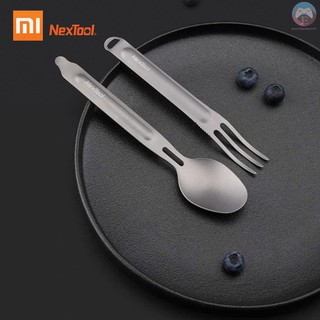Ê Xiaomi Nextool Outdoor Titanium Fork Spoon Cooking Titanium Spoon Tableware Cutlery Spork Set Portable For Camping Picnic