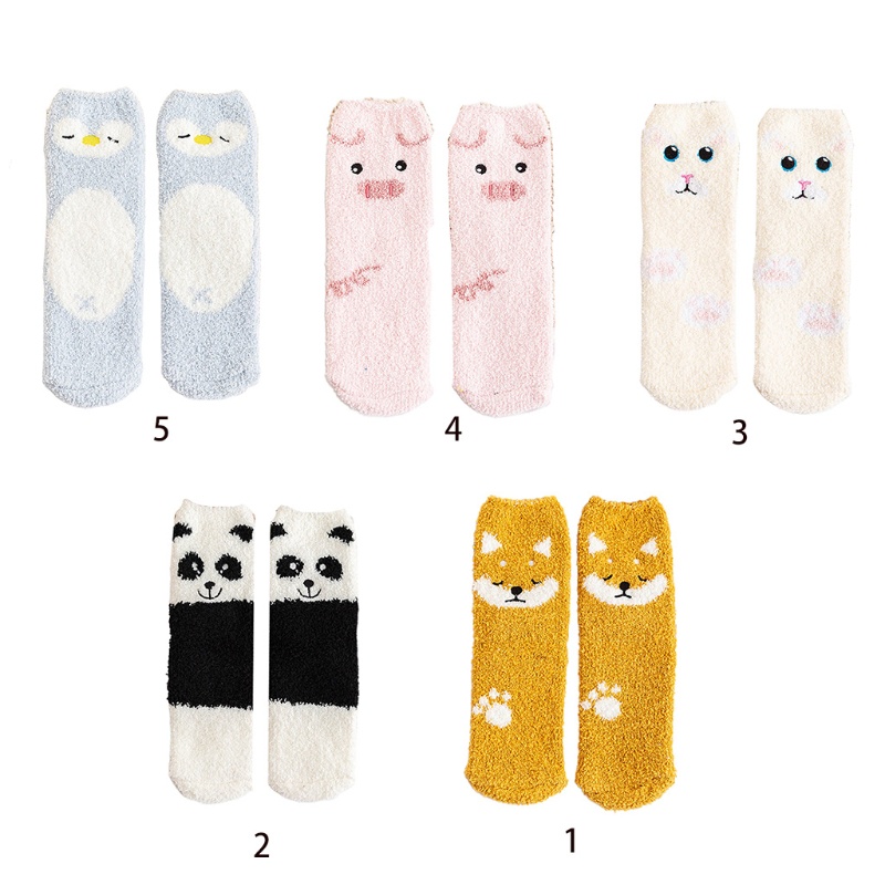 Xiangbao Vớ Nhung San Hô Giữ Ấm Mùa Đông In Họa Tiết Động Vật Hoạt Hình Dễ Thương Cho Nữ Sl