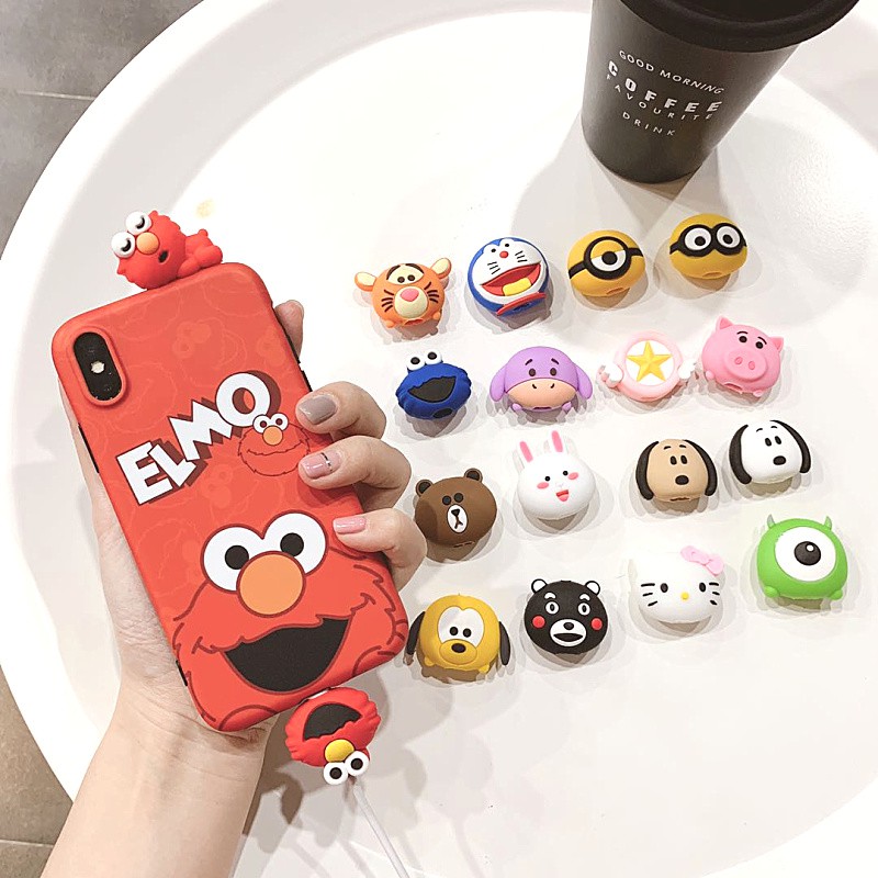 Bọc đầu dây cáp sạc Disney nhân vật hoạt hình dễ thương Line Friend, Toro, Hello Kitty