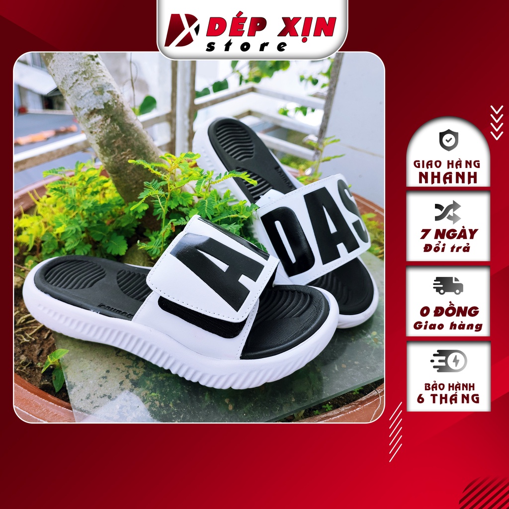 Dép Adidas Alphabounce Cao Cấp Chữ To Đế Cao 3cm Siêu Nhẹ Siêu Bền (Trắng)