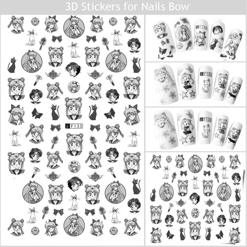 LILYES Miếng Dán Trang Trí Móng Tay Hình Thủy Thủ Mặt Trăng 3D DIY