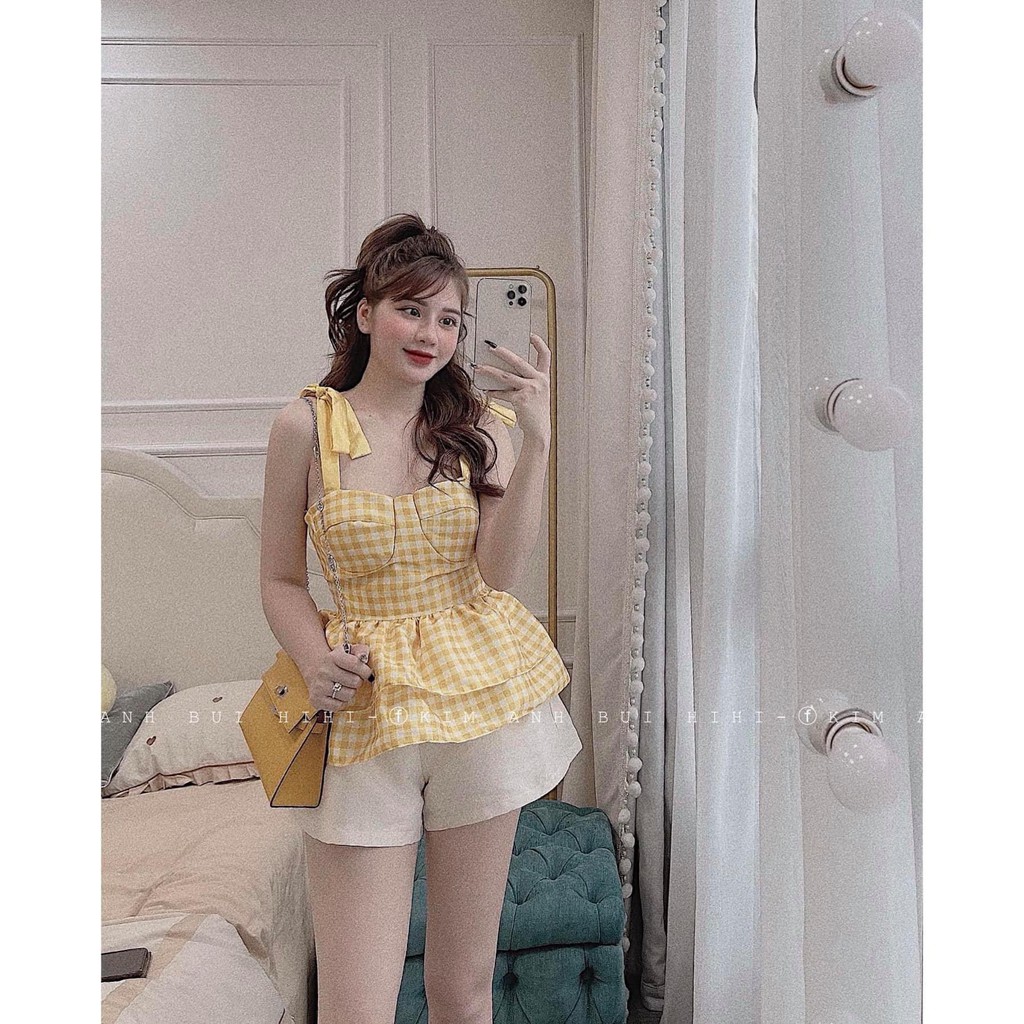 Set đồ nữ cá tính, set quần sóc áo quây đi chơi sang chảnh mùa hè đẹp 8A00069 | BigBuy360 - bigbuy360.vn