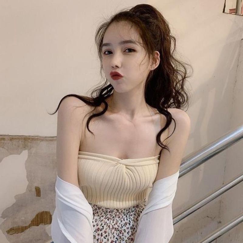 Áo ống dệt kim màu sắc trơn thời trang mùa hè cho nữ