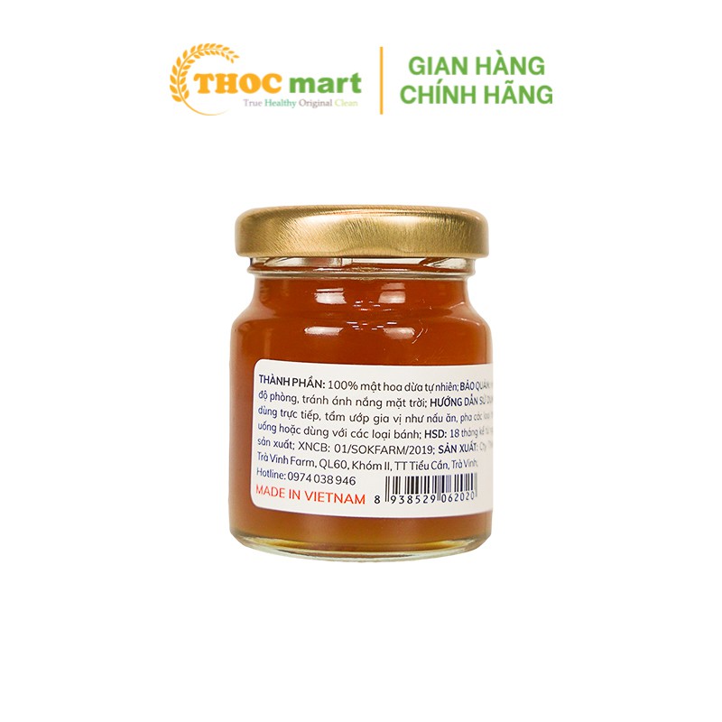 Mật hoa dừa cô đặc Sokfram đặc sản Trà Vinh giàu khoáng chất thay thế mật ong chai 65g