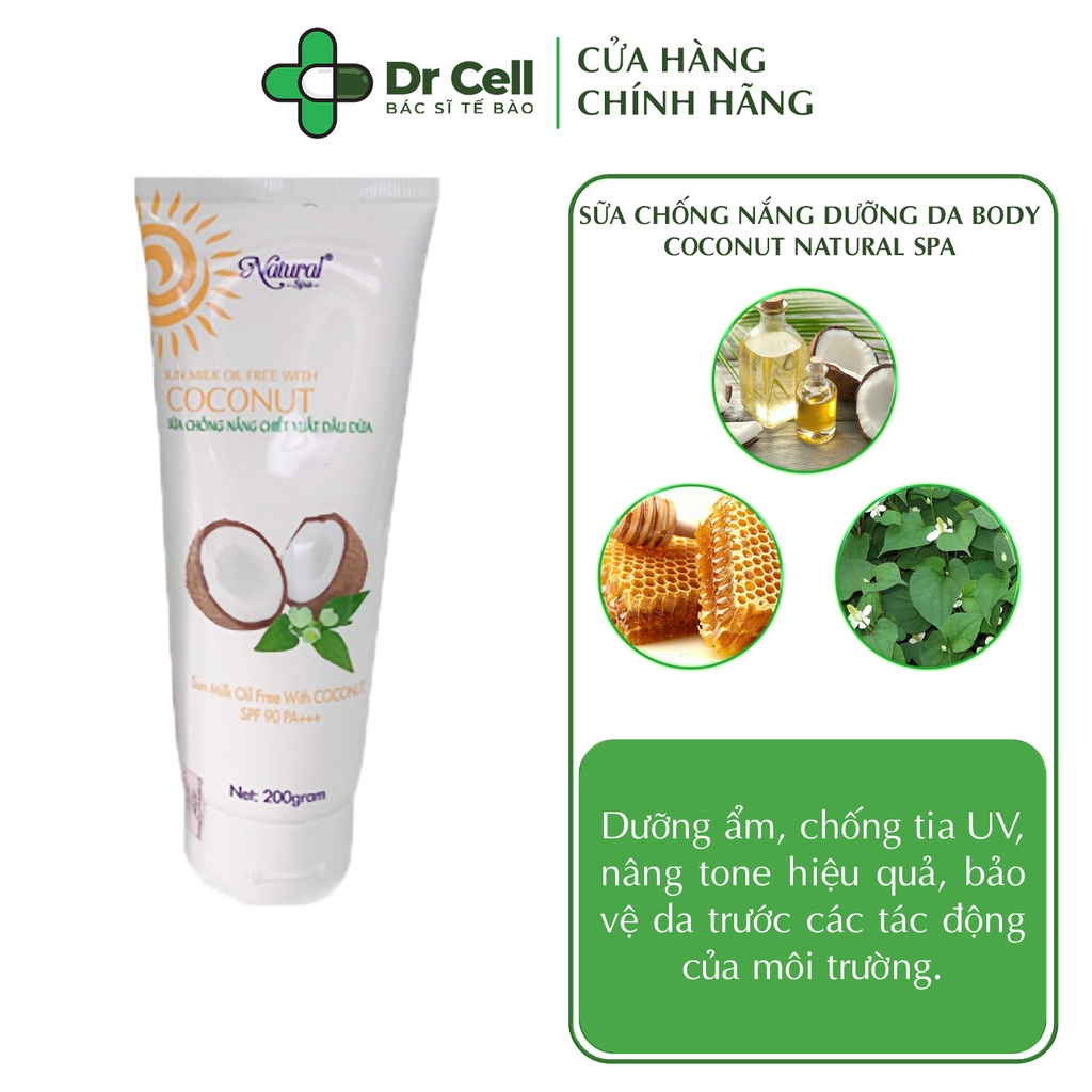 Kem Chống Nắng Dưỡng Da Body Chiết Xuất Dầu Dừa Coconut Dr cell