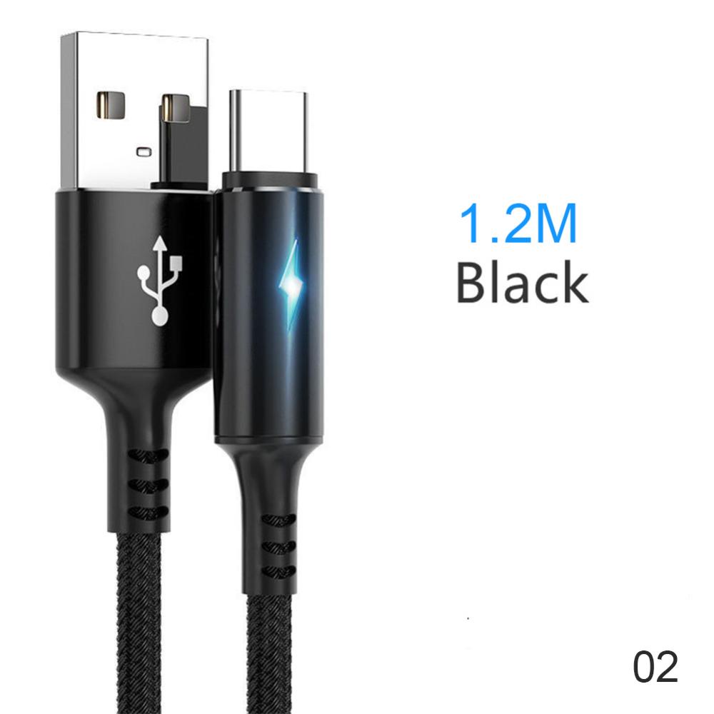 DIGIFOUNDER LED Indicator Type C Cable 5A Fast Charging Type C Data Cable for Huawei Samsung Xiaomi Redmi Easy To Use B7R7