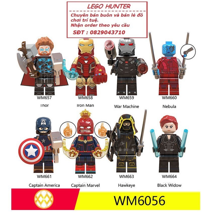 Lego Marvel Superheroes End Game Minifigures nhân vật Captain America Ironman Thor Nebula WM 6056