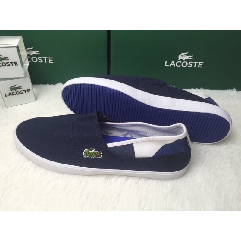 Giày lười vải thời trang nam đế cao su dẻo vải mềm lacoste