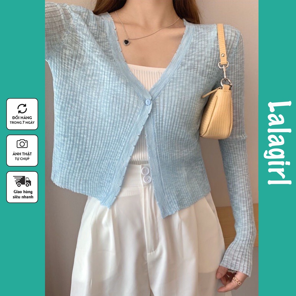 Áo khoác cardigan mỏng MÁT MỀM NHẸ dệt kim dài tay mùa hè cổ V dáng croptop phong cách Hàn Quốc [CCT]