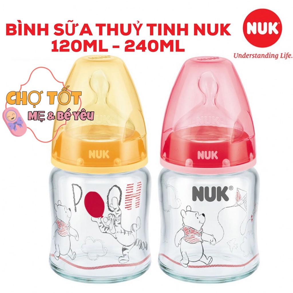 BÌNH SŨA NUK THỦY TINH PREMIUM CHOICE 120ML - 240ML