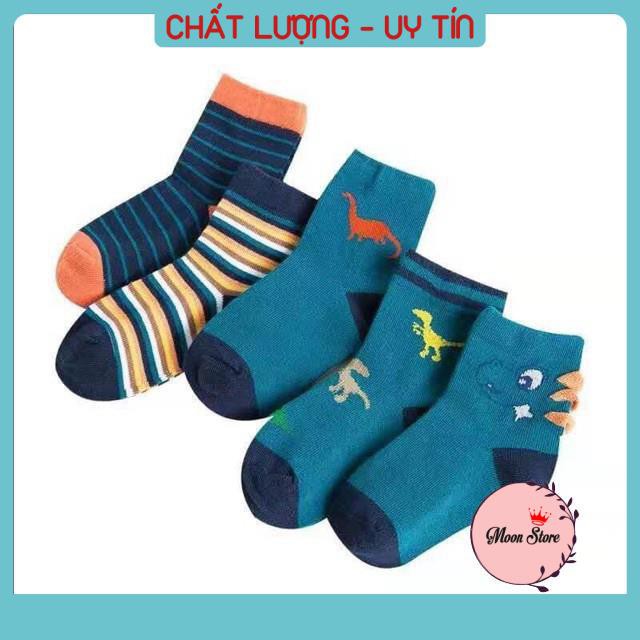 Tất,vớ cổ cao trẻ em hoạ tiết khủng long dễ thương cho bé yêu, size 1-10 tuổi (set 5 đôi)