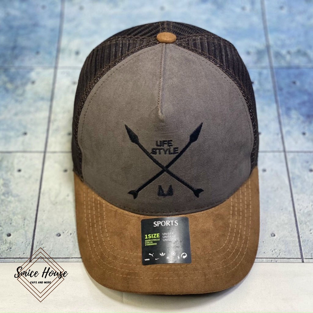 Mũ nón lưỡi trai da lộn phối lưới độc lạ unisex hàng cao cấp