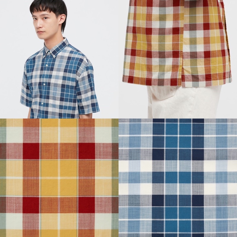 Áo sơ mi nam cộc tay kẻ caro thời trang của Uniqlo