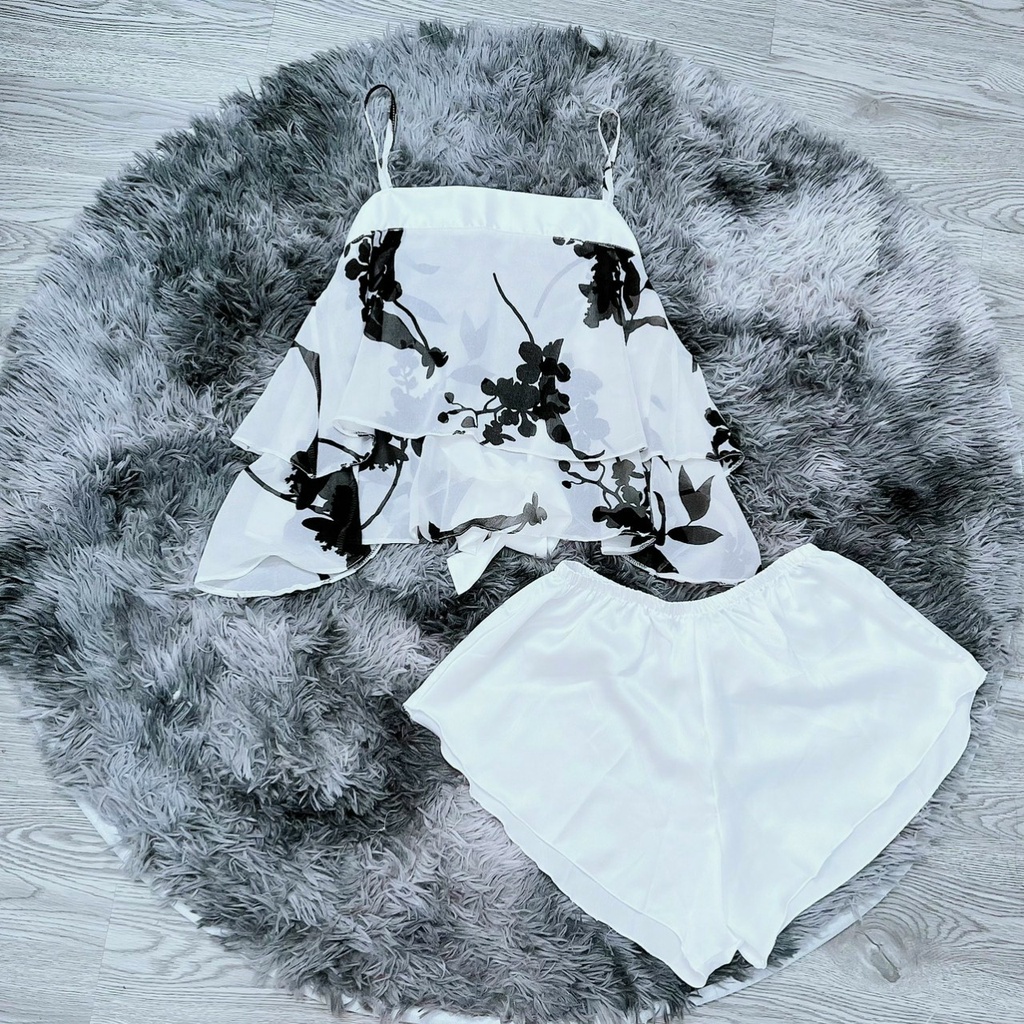 Đồ Ngủ Sexy Nữ , Set 2 Dây Cột Nơ Sau Voan Quần Đùi Lụa Màu Trơn Thời Trang Sexy, Gợi Cảm | BigBuy360 - bigbuy360.vn