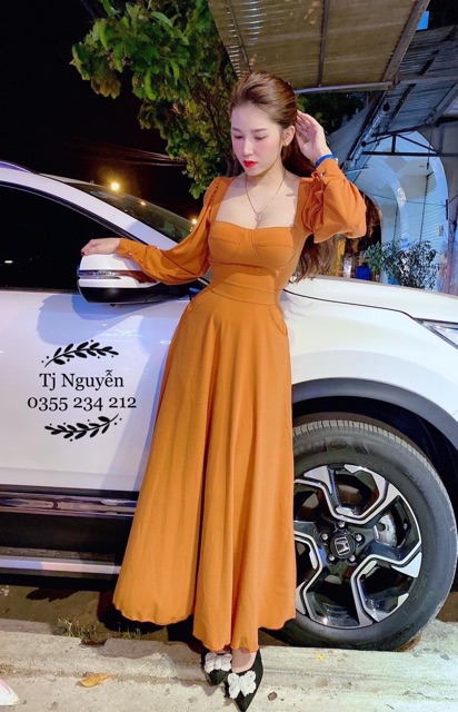 Đầm xoè tay phồng