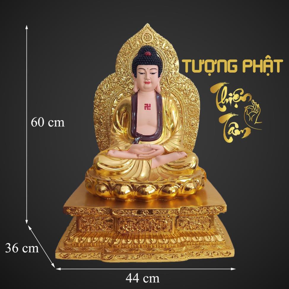 Tượng A Di Đà Phật cao 60cm Cao Cấp – Ngồi – Màu Vàng (Mẫu Đài Loan) 006VN-PDD  - Tuong A Di Da Phat