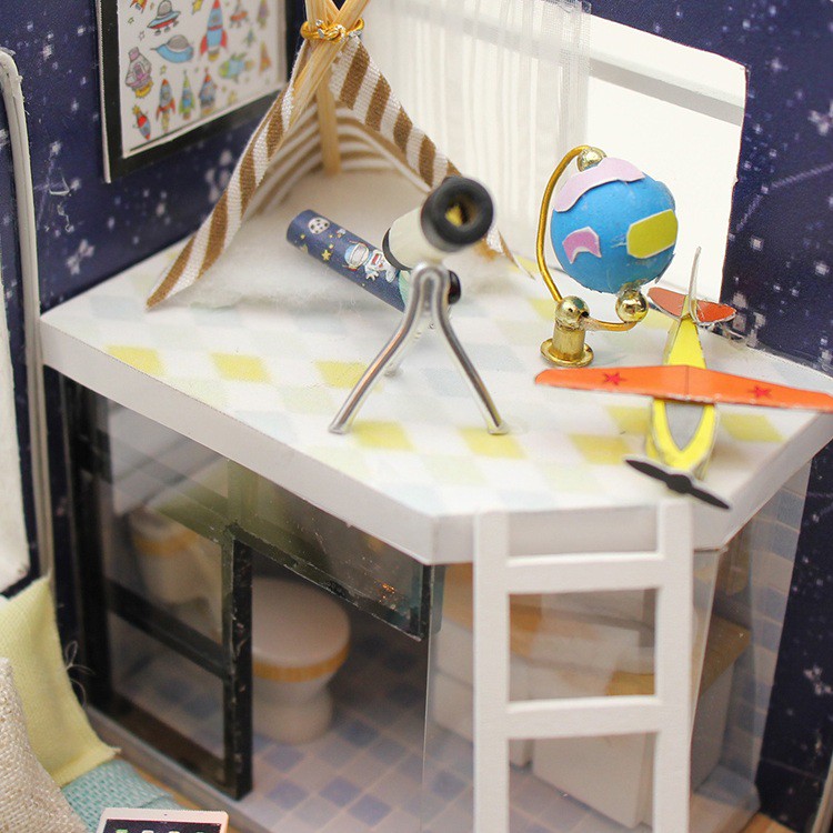 Mô hình nhà DIY Doll House Shining Star Kèm Mica Chống bụi Kèm Bộ dụng cụ và Keo dán