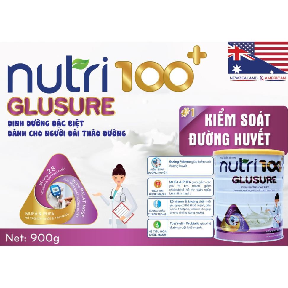 Sữa bột dinh dưỡng cho người tiểu đường NUTRI 100+ Glusure 900g