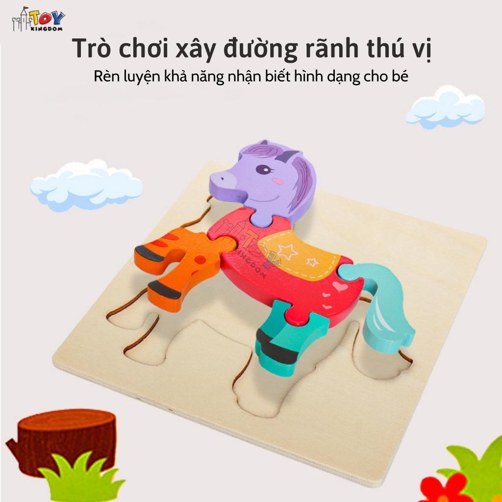Đồ Chơi Xếp Hình Gỗ 3D TOYKINGDOM, Dày Dặn, Miếng Ghép Chắc Chắn, An Toàn, Phát Triển Trí Thông Minh Cho Bé Từ 1 Tuổi