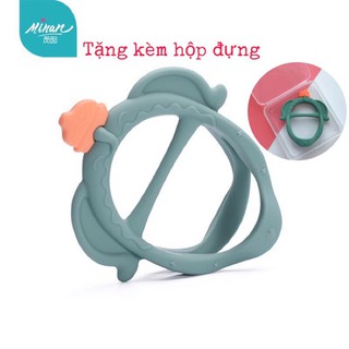 Tặng hộp đựng bằng nhựa - Gặm nướu silicon đeo tay minan chống rơi