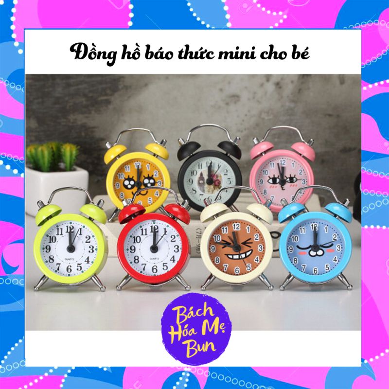 Đồng hồ báo thức mini chuông đôi cho bé, Đồng hồ mini trang trí dễ thương dáng cổ điển cho bé
