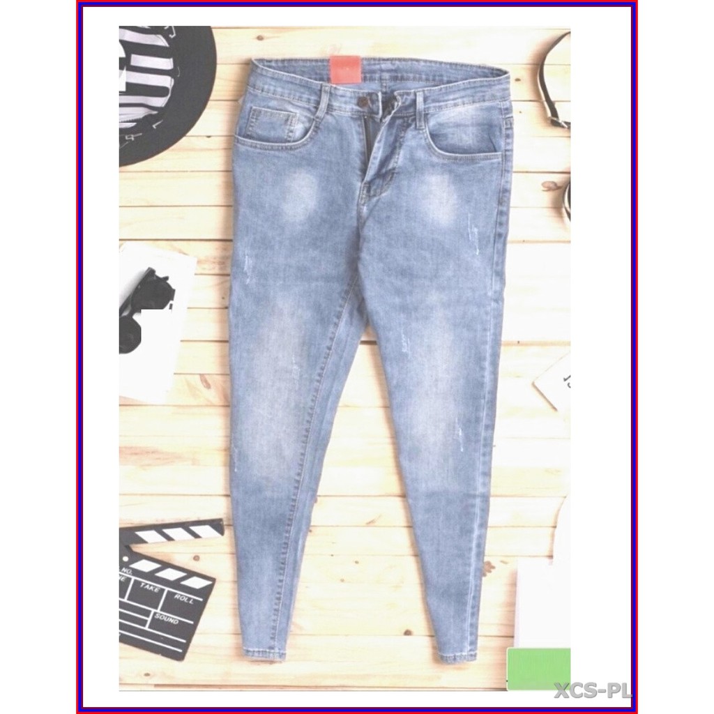 Quần jean nam cao cấp xanh bạc xước nhẹ 5678 không xù lông, không ra màu, chất giãn tốt 5n.3.136