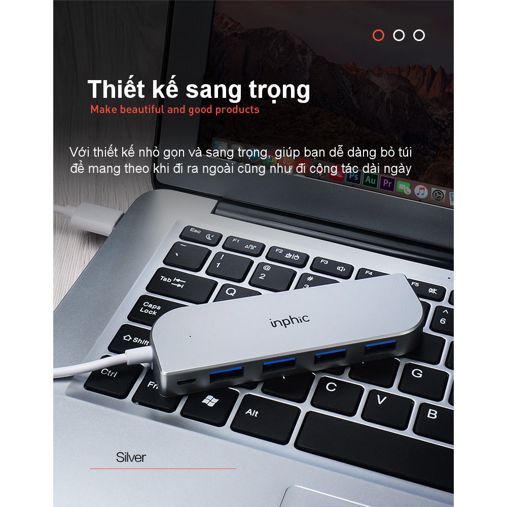 Hub USB 2.0 Năm Cổng INPHIC H6 Hỗ Trợ Tất Cả Các Dòng Máy Tính Để Mở Rộng Thêm Cổng USB - Chính Hãng