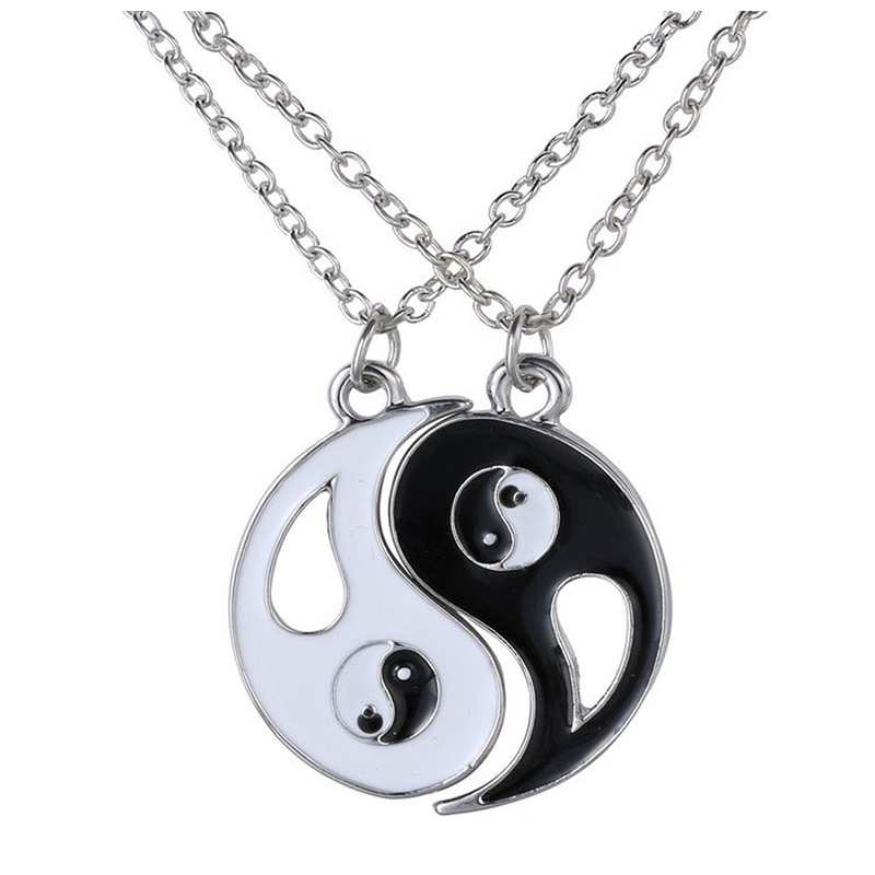 Set 2 Vòng cổ Tình Bạn Mặt Âm Dương Trắng Đen