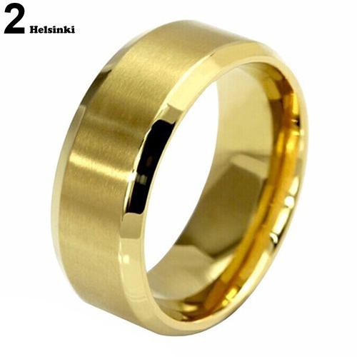 Nhẫn ThéP Titan Mạ VàNg 18K 8mm ThờI Trang Cho Nam Nữ 5-14