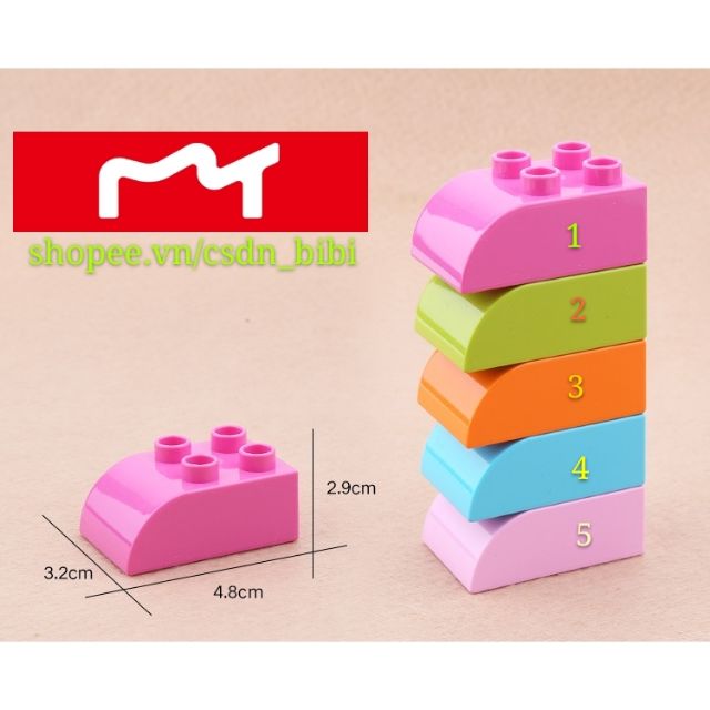 Smoneo - Bộ 6 gạch  2x2 lỗ cong úp tương thích lego duplo