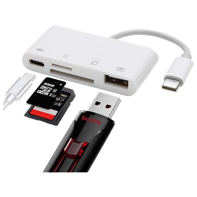 Đầu đọc thẻ TF, SD, USB chuẩn Type C cho Mac, điện thoại