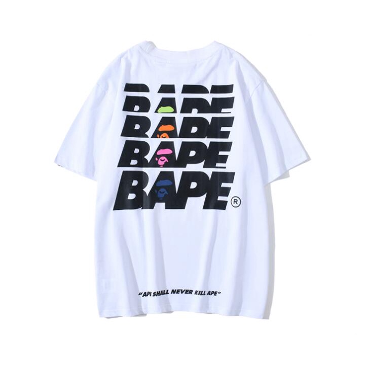 Áo thun cotton tay ngắn in hình chủ đề bape thời trang